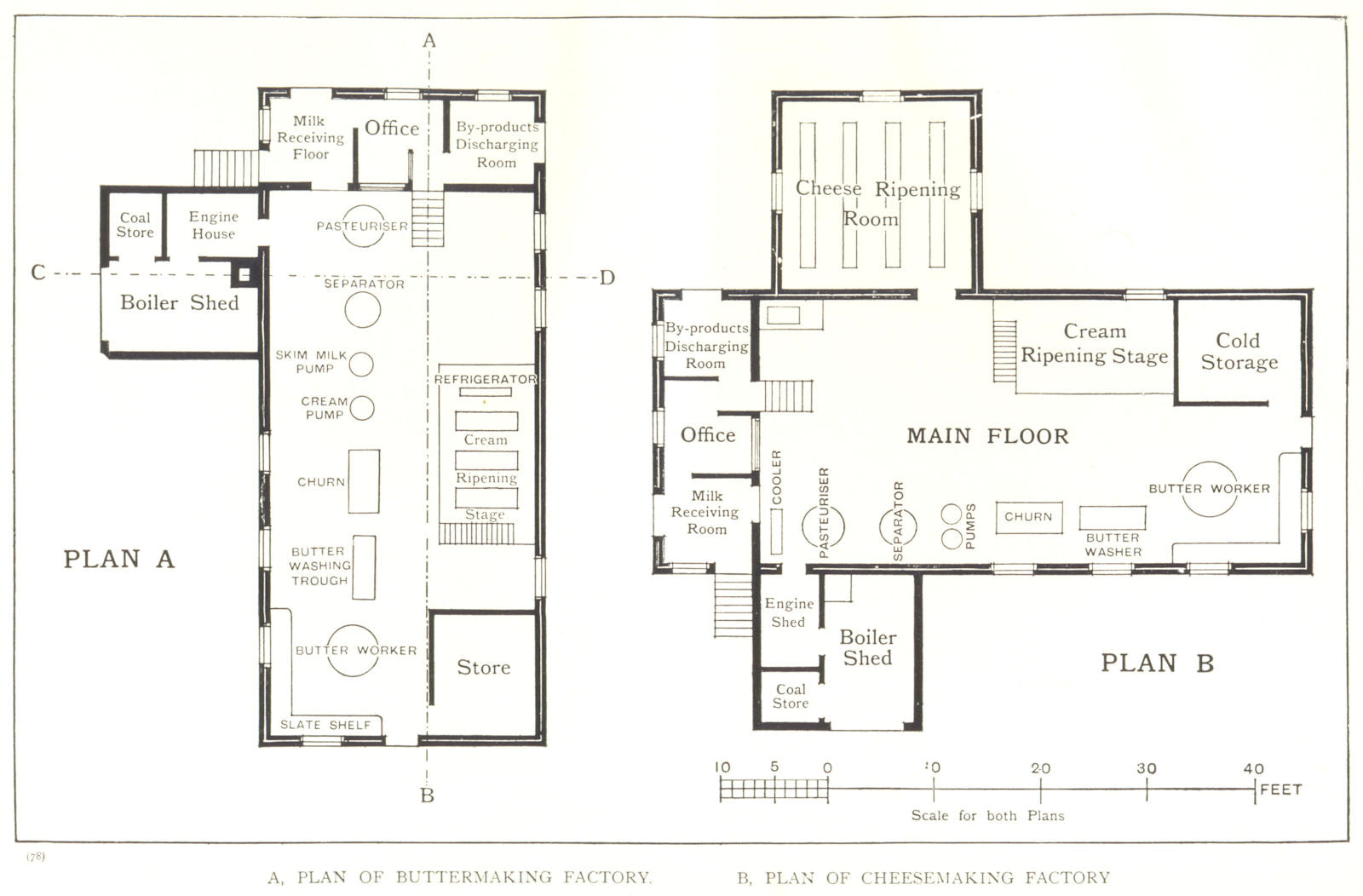 DAIRY FACTORIES. – II; A. plan Buttermaking Factory. Cheesemaking 1912 print